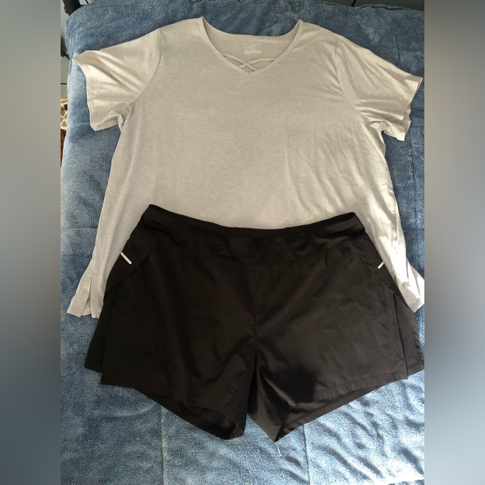 Work out bundle size 2X. EUC. Top is TekGear, shorts are Avia.